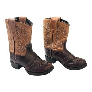 Old West Womens Western Leather Boots Toddler Size 6 Slate Brown